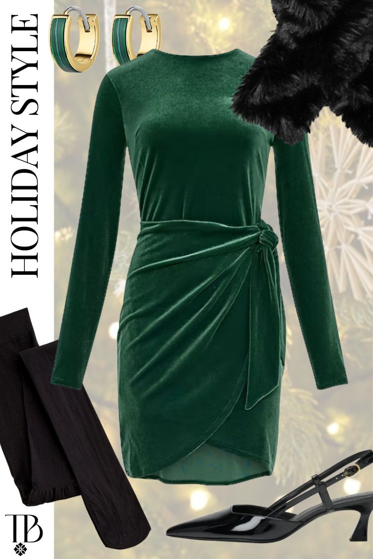 Velvet season is here 💚 This emerald green dress is perfect for any holiday party — elegant, flattering, and so festive. I paired it with sheer tights, classic black heels, and gold hoops for the ultimate Christmas-ready look. #HolidayStyle #VelvetDress #ChristmasOutfit

 

 #LTKHoliday #LTKSeasonal #LTKStyleTip