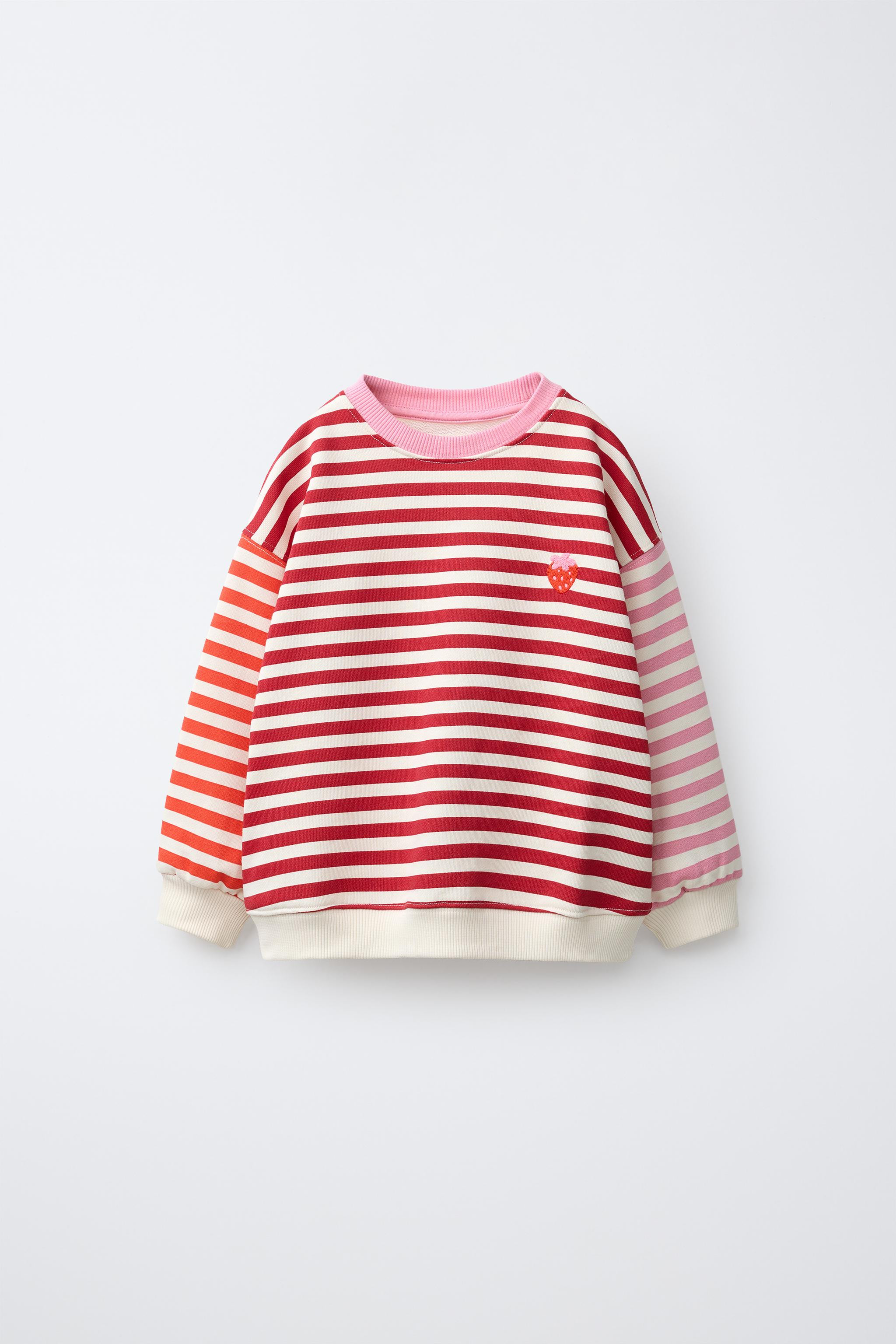 STRIPED STRAWBERRY EMBROIDERED SWEATSHIRT | Zara US