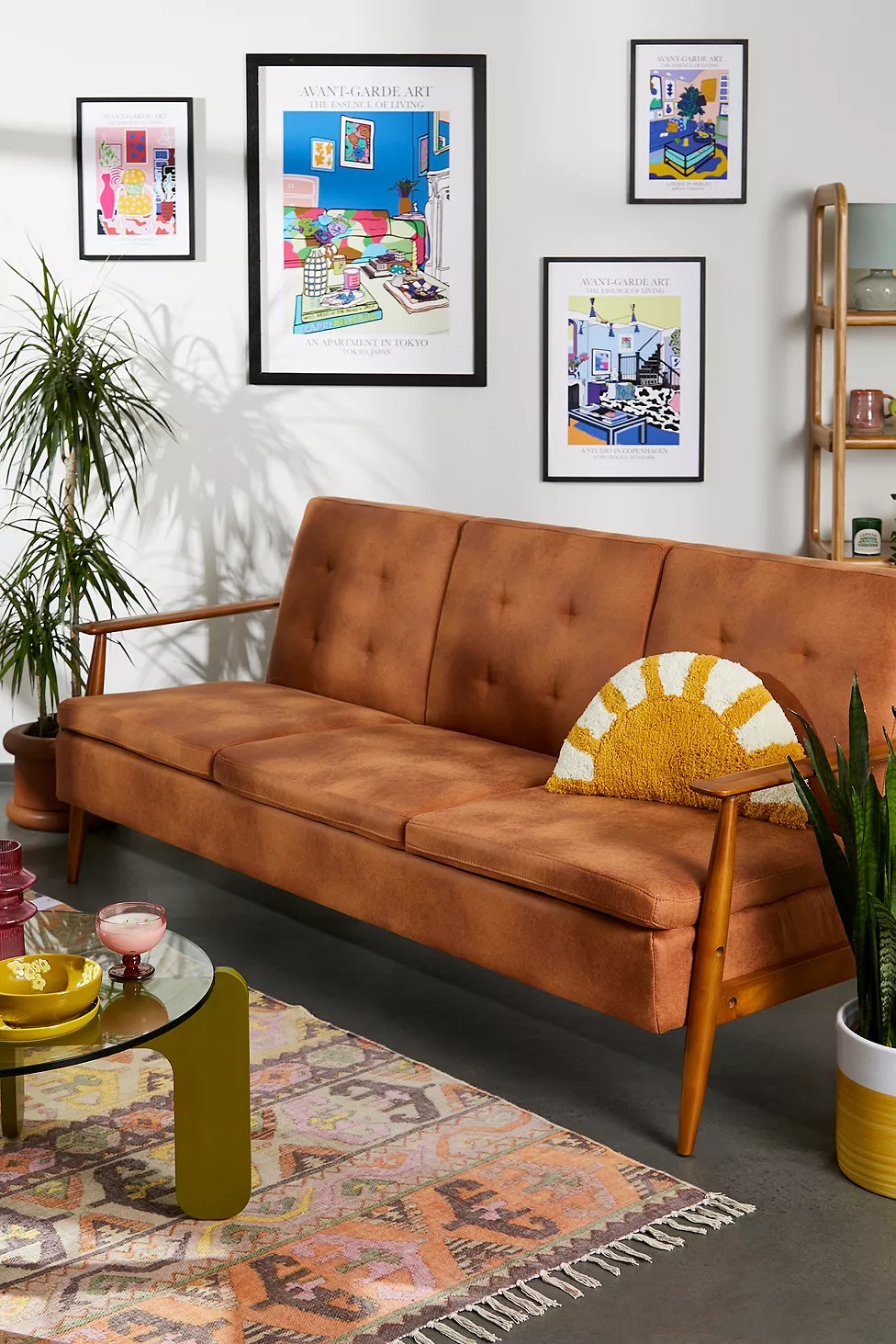 Cynthia Faux Leather Sleeper 3 Seat Sofa | Urban Outfitters (EU)