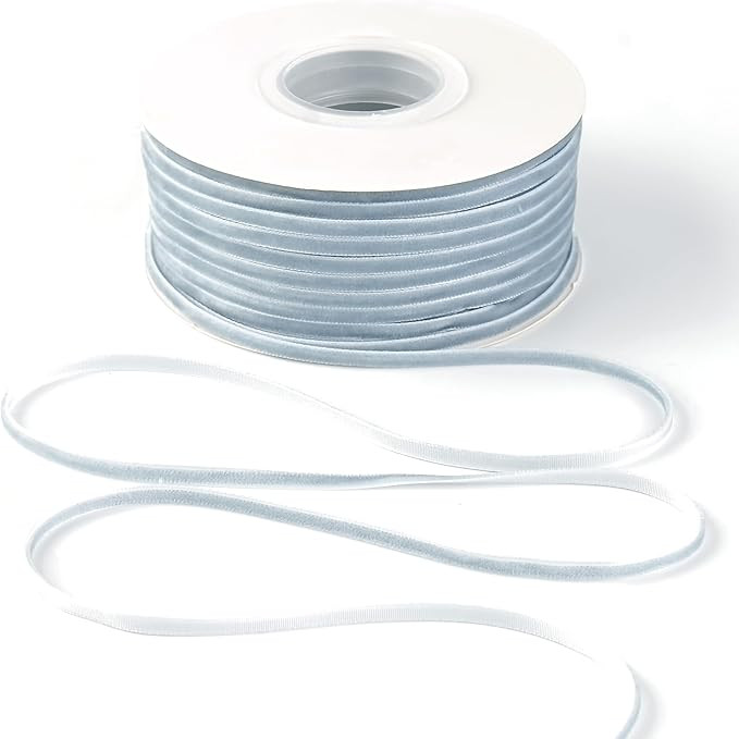 MAYREEL 1/8 Inch Dusty Blue Velvet Ribbon Thin Slate Blue Vintage Ribbon for Wedding Invitations ... | Amazon (US)