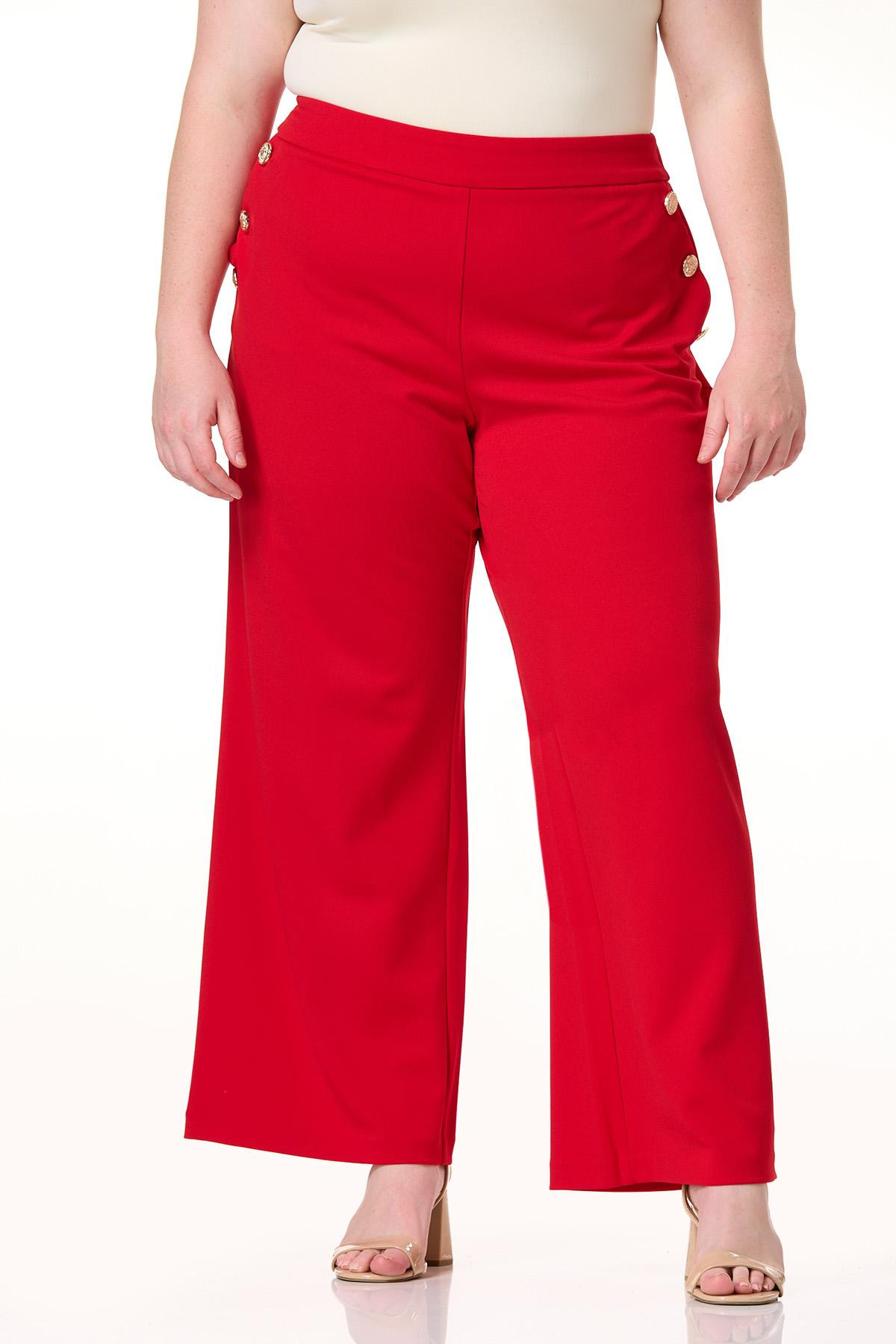 Plus Size Sailor Button Wide Leg Pants | Cato Fashions