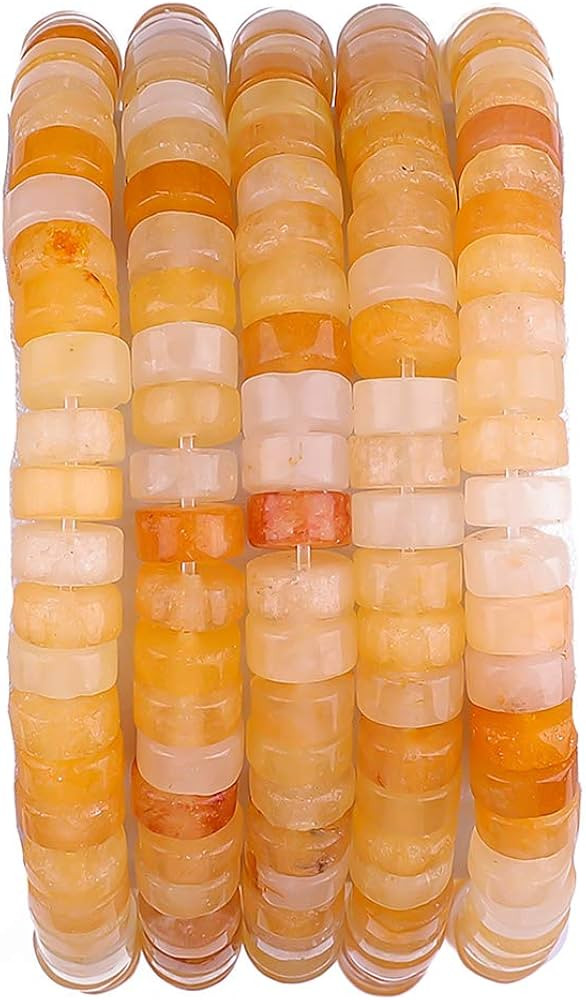 Natural Yellow Jade Spacer Beads Caps Loose Semi Gemstone for Beading Jewelry Making 6mmx3mm 38cm | Amazon (US)
