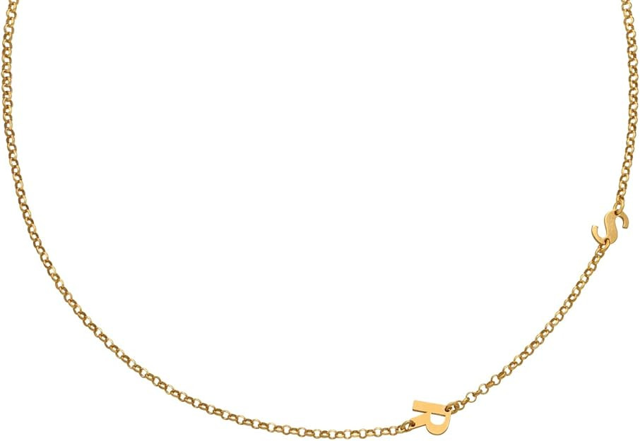Oak&Luna - Mini Initial Choker Dainty Necklace/In Sterling Silver/Gold Plated/Rose Gold Plated/Go... | Amazon (US)