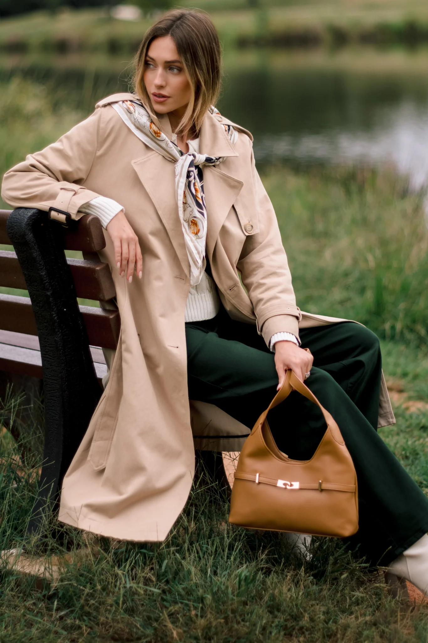On the Avenue Tan Cotton Belted Trench Coat | Red Dress