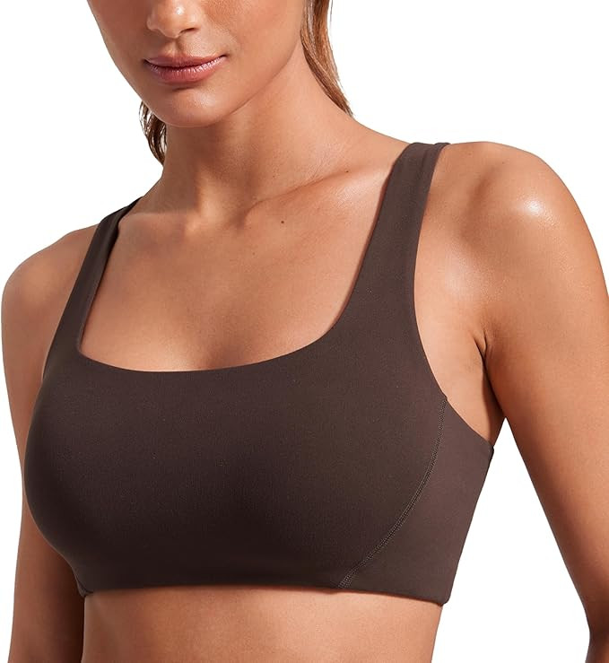 CRZ YOGA Butterlift Double Lined Square Neck Sports Bras for Women - Wireless V-Shaped Racerback ... | Amazon (US)