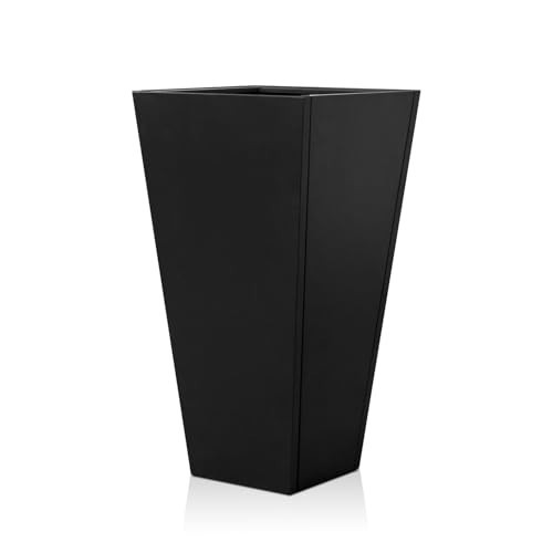 Tall Black Planter Tapered Metal Modern Flower Plant Pot Black Square Galvanized Steel Planter 30In Indoor Outdoor for Front Porch Garden Patio Grande Plant Tree Commercial Residential Heavy Duty | Amazon (US)