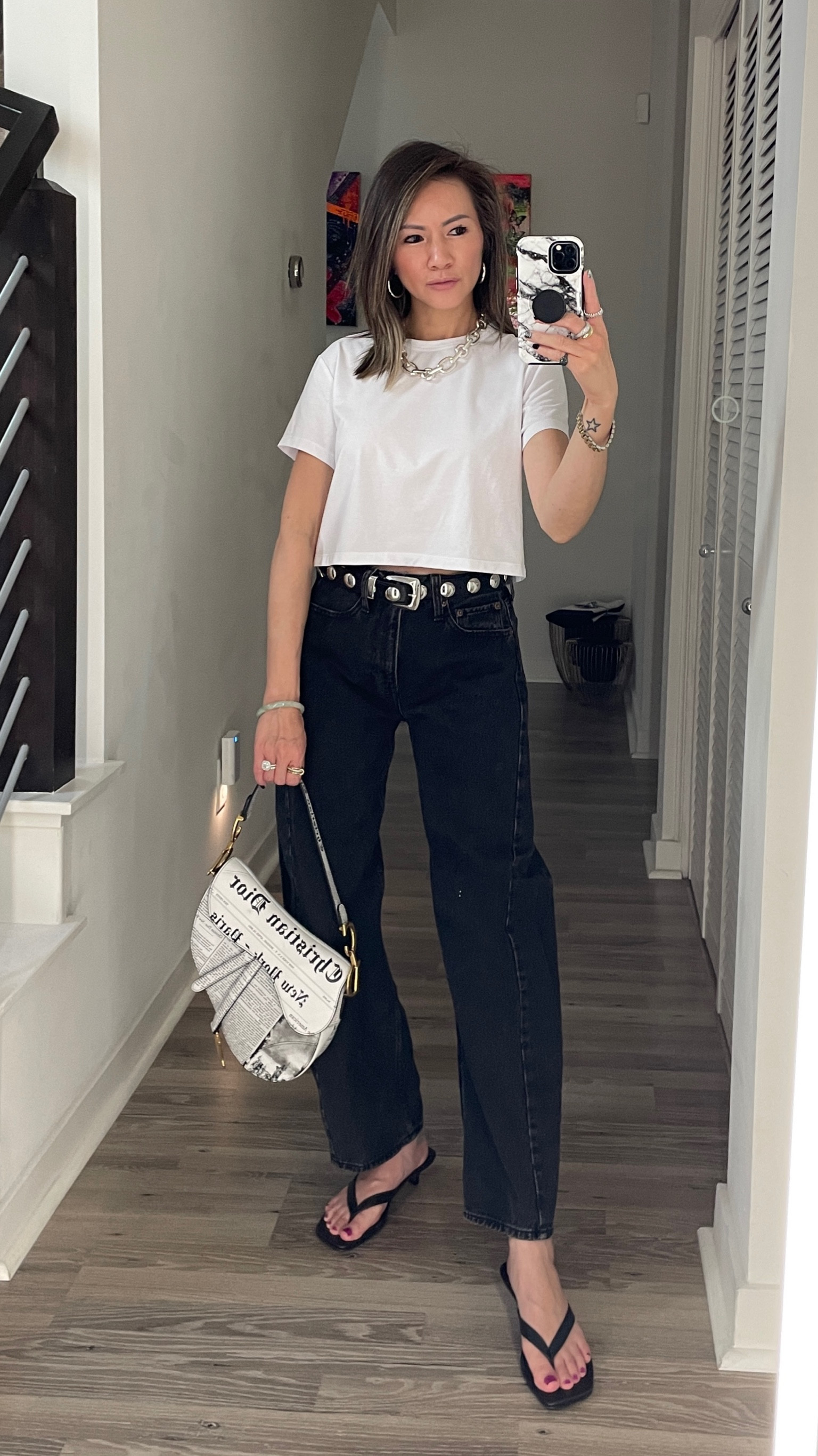 I have been wearing these jeans nonstop! The barrel cut is subtle, comes in 3 washes and is currently on sale! Styled with my favorite crop top—it’s the perfect fit and it’s wrinkle free. Comes in multiple colors and is on sale for $32! Chunky jewelry and silver is in and not going anywhere! My favorite jewelry will be on sale for 20% off tomorrow—prep your carts! This Khaite Benny belt has been on heavy rotation! Sharing a similar version for less. 

Summer outfit, fall outfit, casual outfit, crop top, barrel jeans, jeans, Abercrombie, sale, chunky jewelry, silver jewelry, sale, belt, Khaite Benny belt, statement belt, sandals, The Stylizt 



#LTKSaleAlert #LTKFindsUnder100 #LTKFindsUnder50