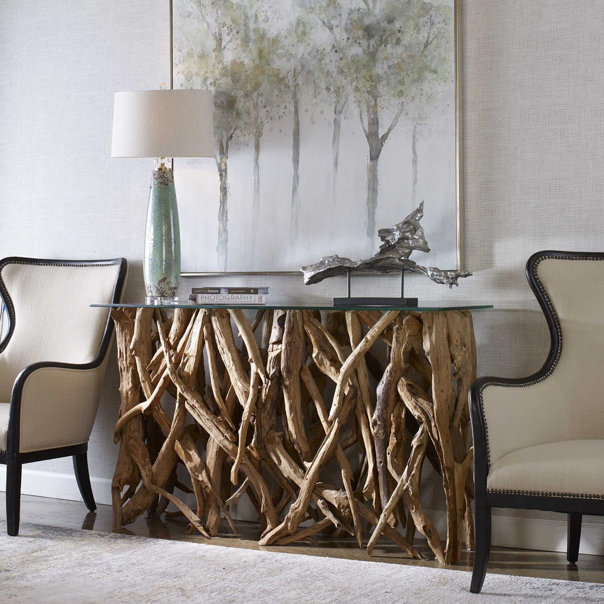 Mendes 59'' Glass Top Console Table | Wayfair North America