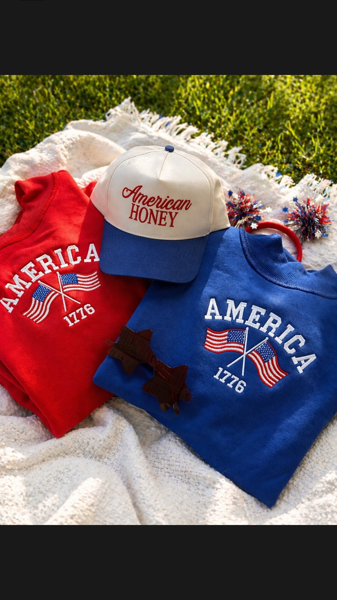 Red, white & YOU 🇺🇸✨ Obsessed with this cozy patriotic set from Willow Boutique—the graphic sweatshirts + “American Honey” hat are giving all the summer vibes. Perfect for backyard BBQs, fireworks, and staying comfy while cute.
Use code JESSIEHEATHERLY for 20% OFF at checkout ❤️ 

#LTKFestival #LTKmomlife #LTKSeasonal