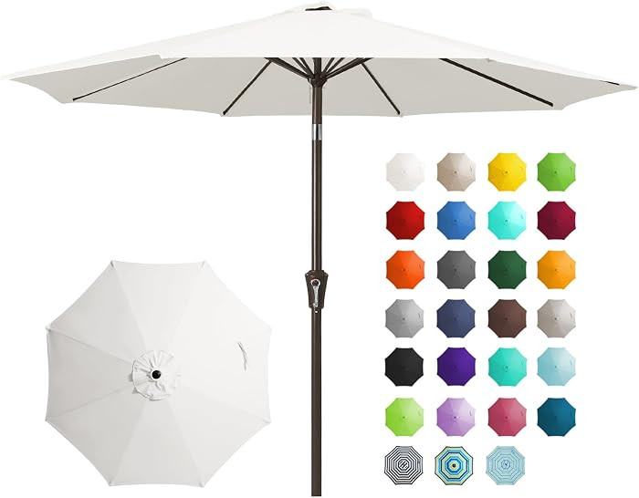 JEAREY 9FT Outdoor Patio Umbrella Outdoor Table Umbrella with Push Button Tilt and Crank, Market ... | Amazon (US)