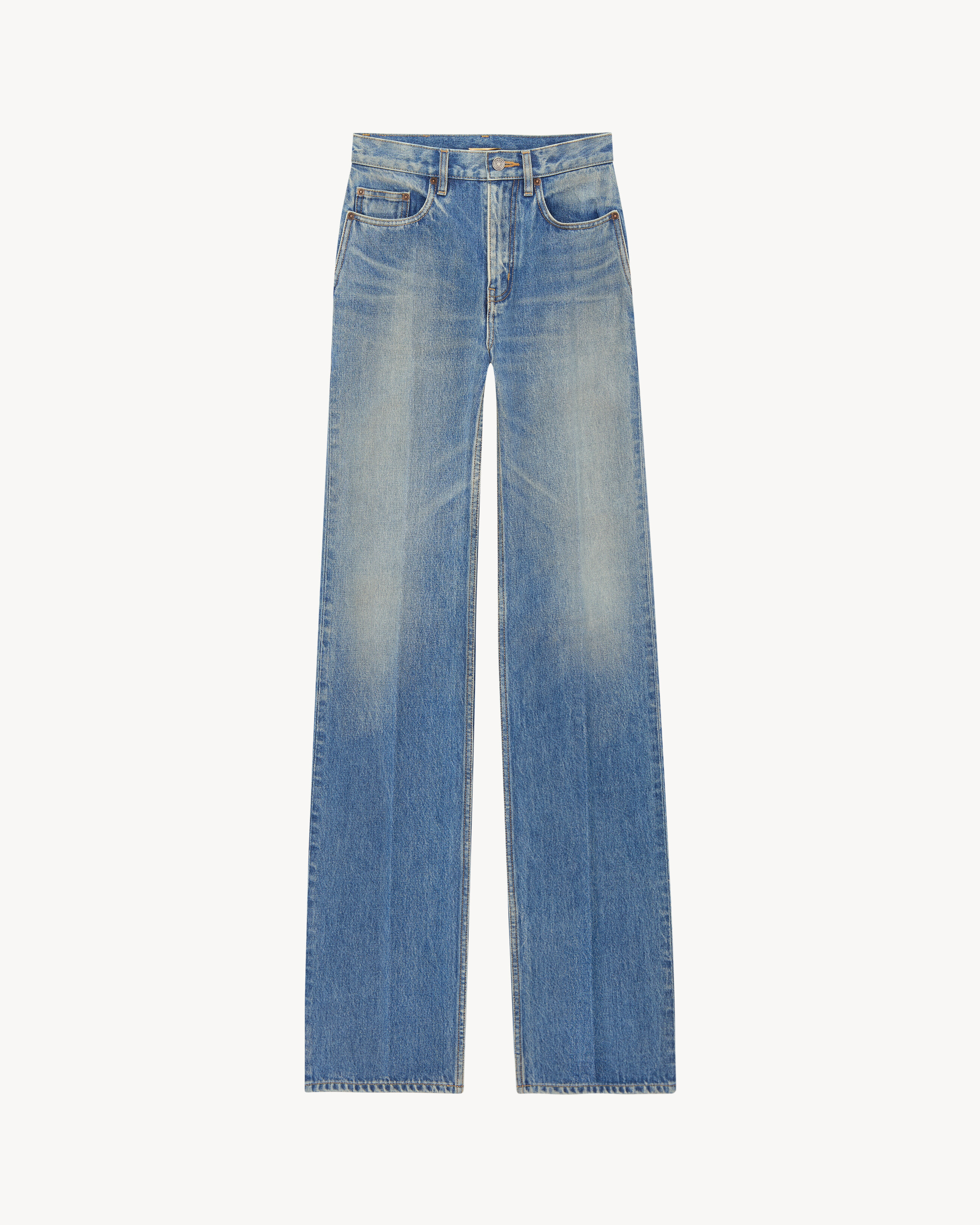 Saint Laurent Yves Flared Jeans In Midi Blue Denim - Blue - Women - 2 | Saint Laurent Inc. (Global)