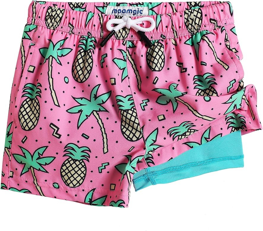 maamgic Boys Swim Trunks with Compression Liner Toddler Stretch Swim Shorts | Amazon (US)