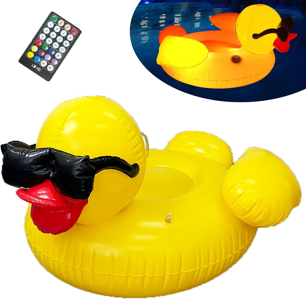 Inflatable Duck Pool Float with Colorful Lights, LED Color Changing Giant Rubber Duck Swim Tube R... | Amazon (US)