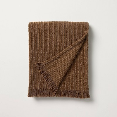 Textured Stripe Chunky Throw Blanket Brown - Hearth & Hand™ with Magnolia | Target