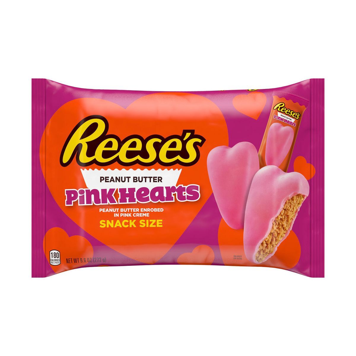 Reese's Valentine's Day Peanut Butter Pink Hearts Candy Snack Size - 9.6oz | Target