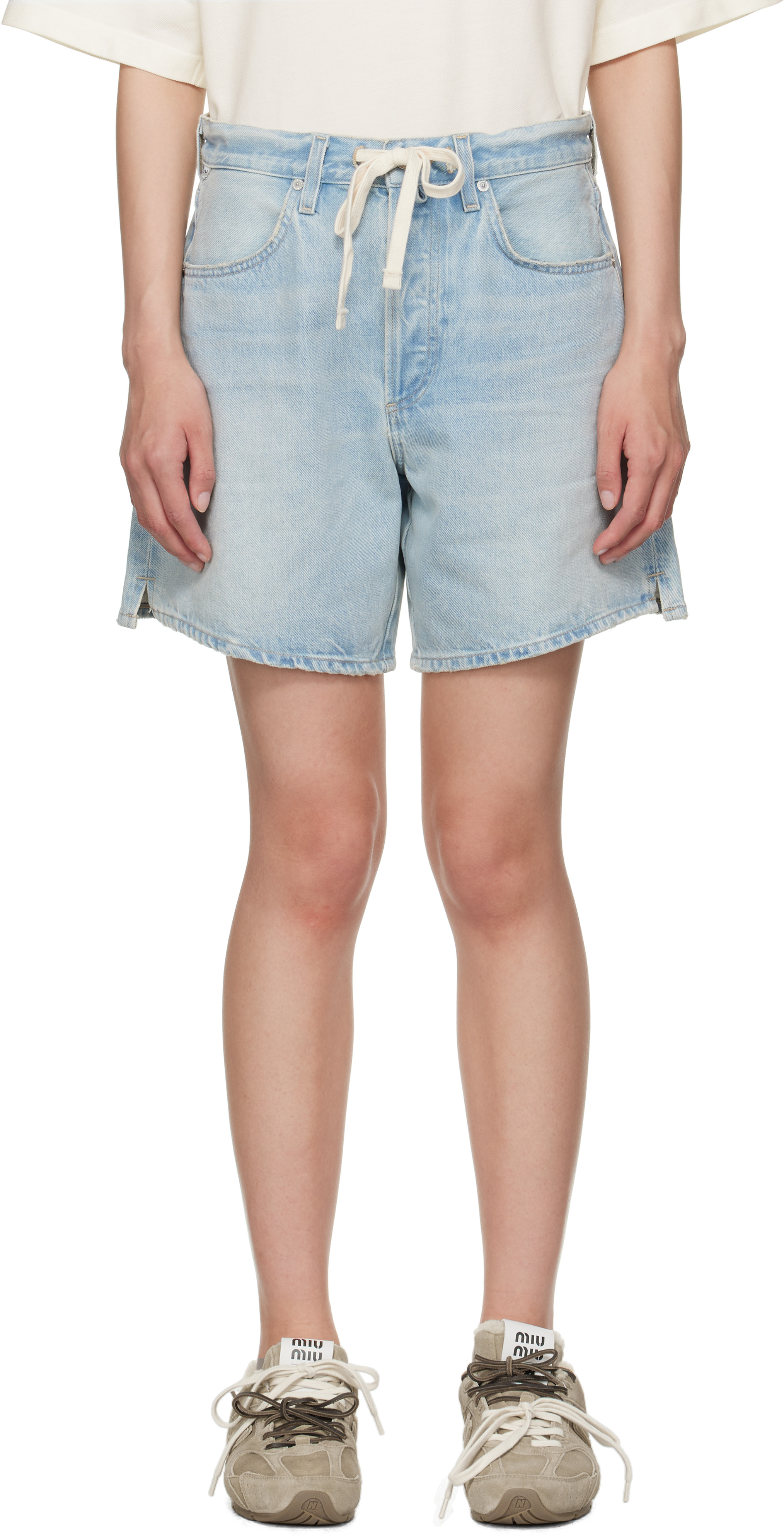 Citizens of Humanity Blue Brynn Drawstring Denim Shorts | SSENSE