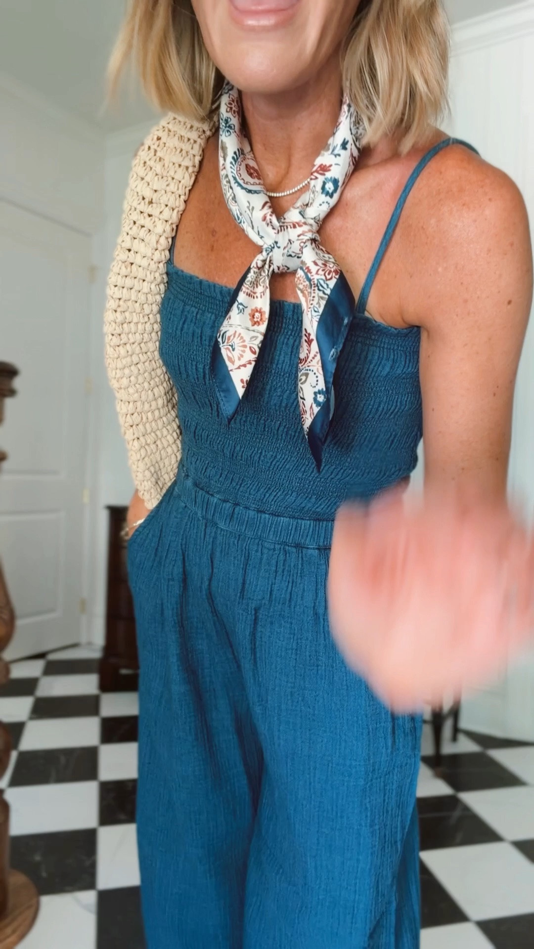 Small in jumpsuit 
2 in skirt and striped dress 
Xs in tops 
Sized down to 0 in pants 
2 in shorts