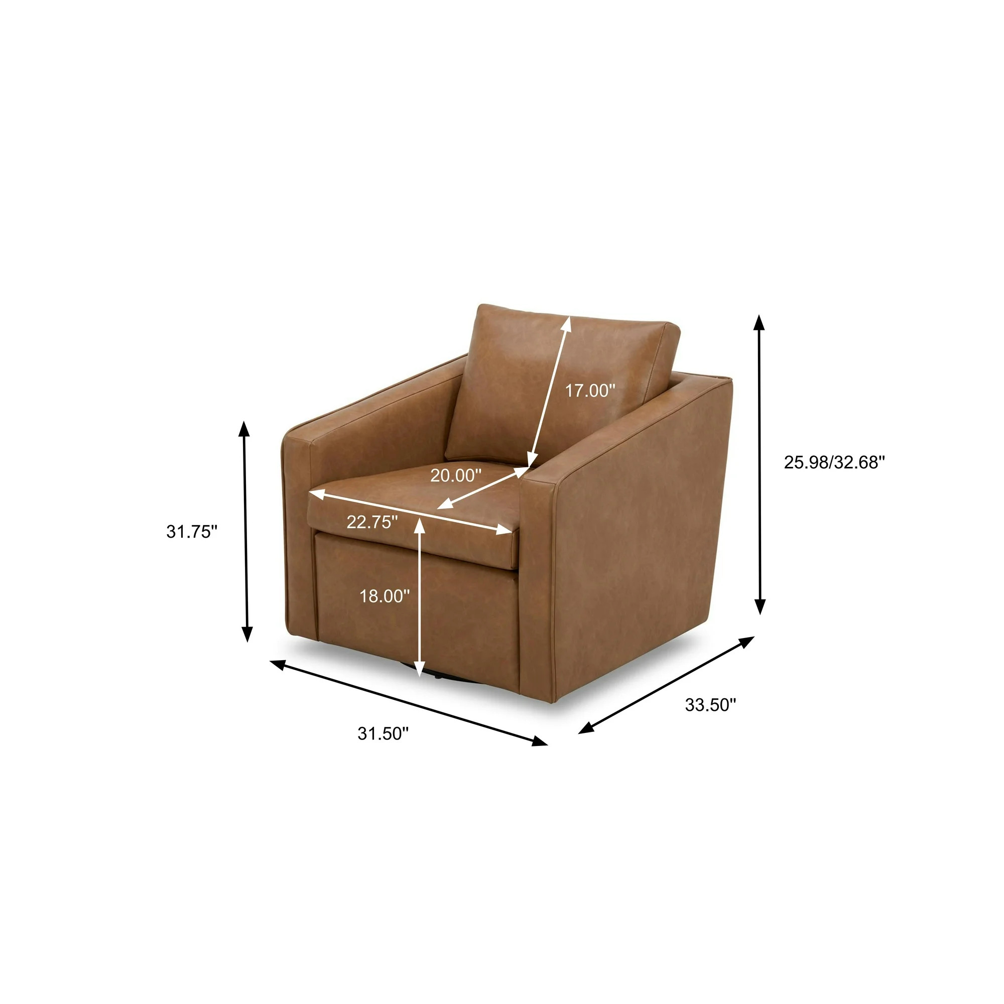 Better Homes & Gardens Steele Swivel Accent Chair, Camel Faux Leather | Walmart (US)