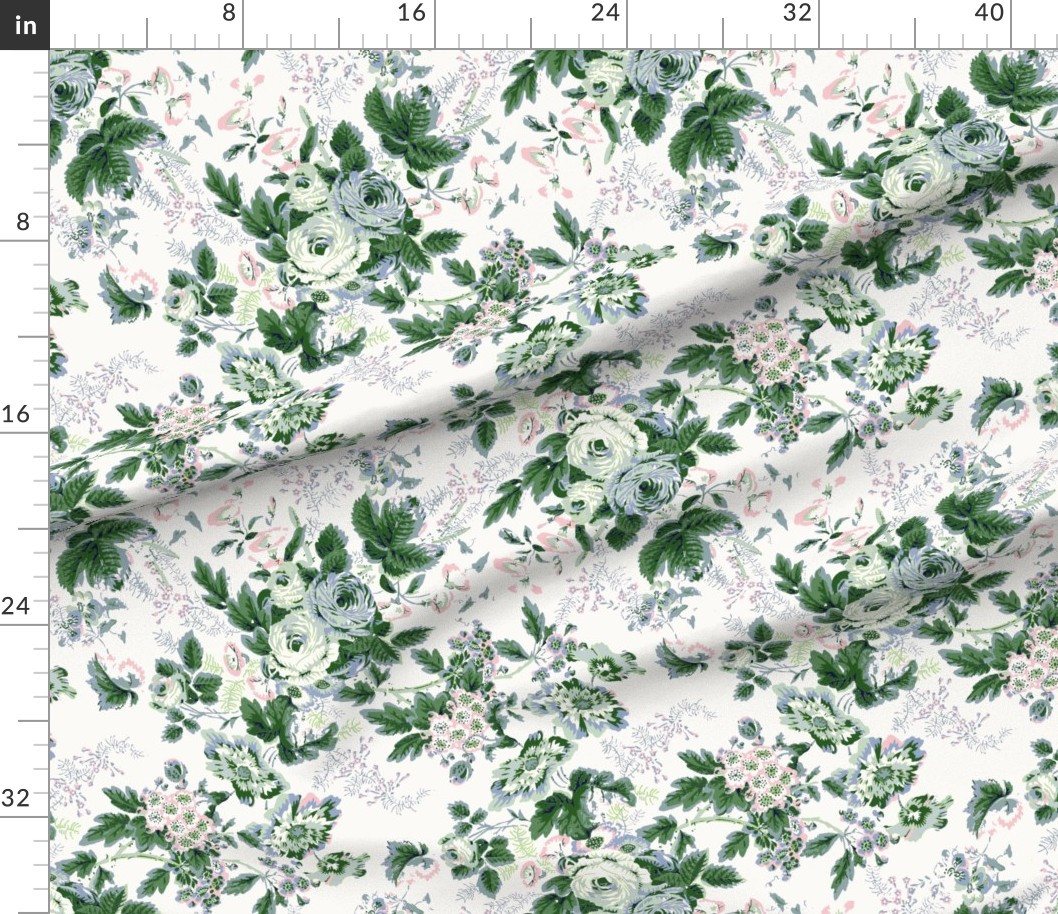 English Chintz Kelly Green Caroline1 Fabric | Spoonflower | Spoonflower