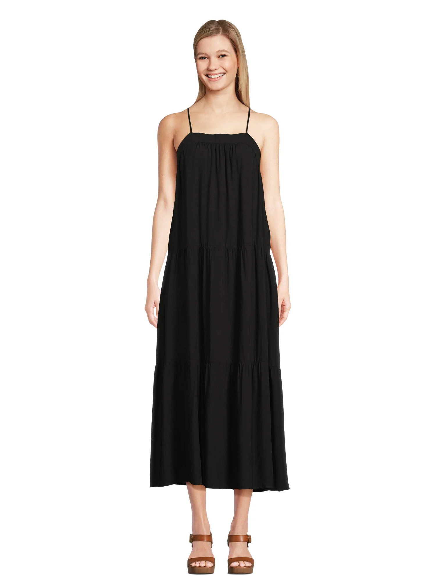 Time and Tru Women's Sleeveless Tiered Dress, Sizes XS-XXXL | Walmart (US)