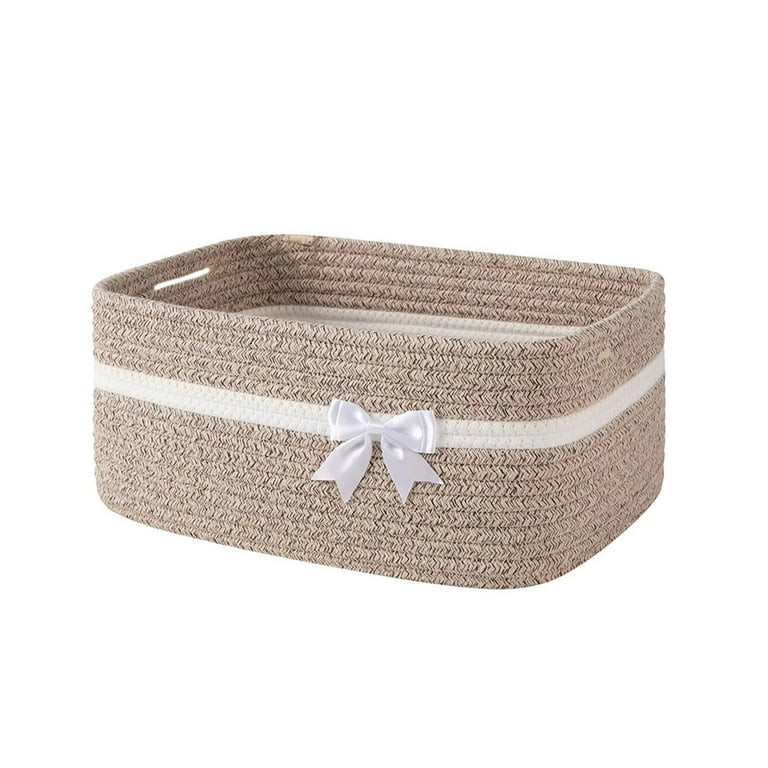 geerera Large Woven Storage Basket with Handles, Bow Decor Bin for Shelves and Organizing, Multip... | Walmart (US)