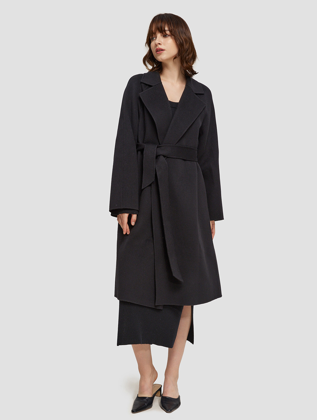 Tie-Waist Wool Wrap Coat | NAP Loungewear