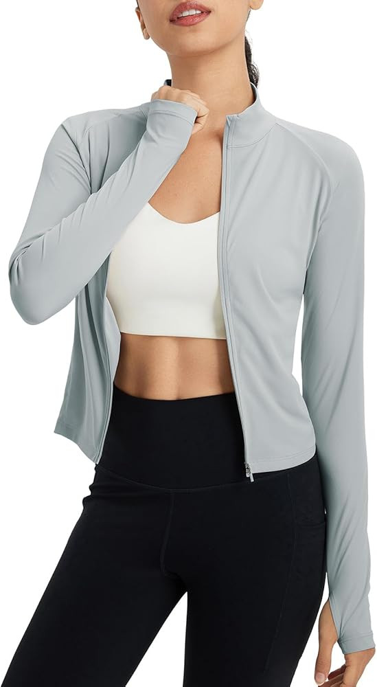 baleaf Women's UPF 50+ Sun Shirts Protection SPF Crop Jacket UV Protection Long Sleeve Full Zip C... | Amazon (US)