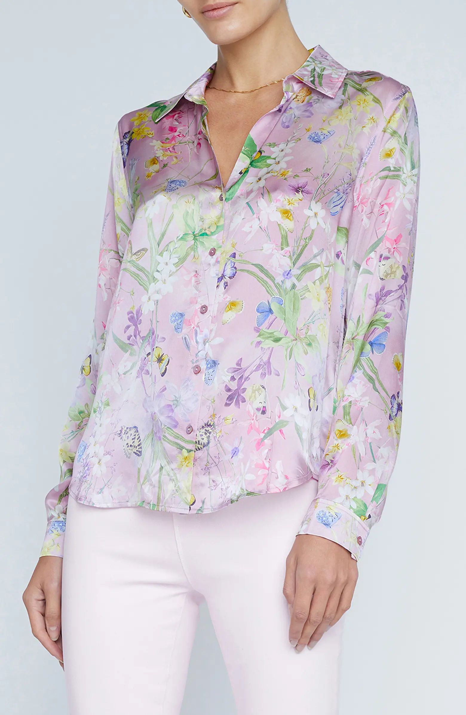 Tyler Floral Silk Button-Up Shirt | Nordstrom