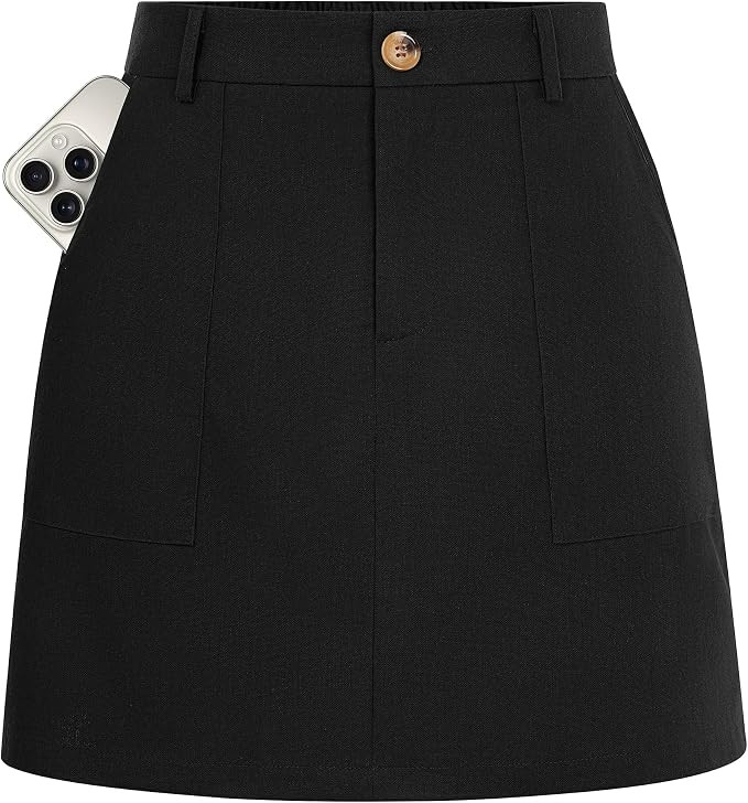 Kate Kasin Women Linen Mini Skirt with Shorts Underneath High Waisted Skort | Amazon (US)