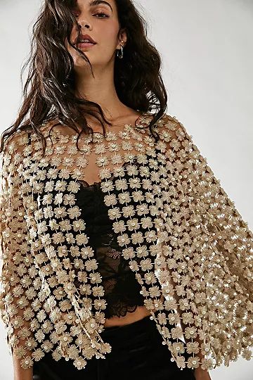 Daisy Pearl Embellished Cape | Free People (Global - UK&FR Excluded)