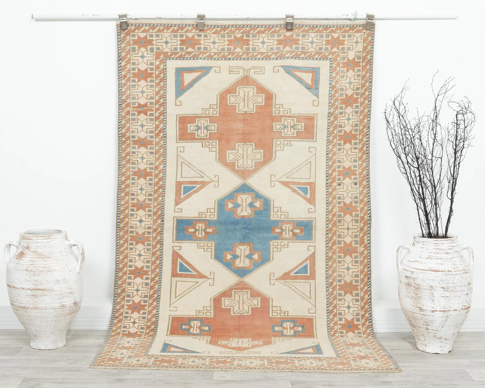 Vintage Turkish Oushak Rug, Handmade Wool Carpet 4x7 | Etsy (Global)