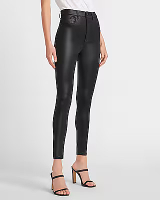 Super High Waisted Black Coated Skinny Jeans | Express