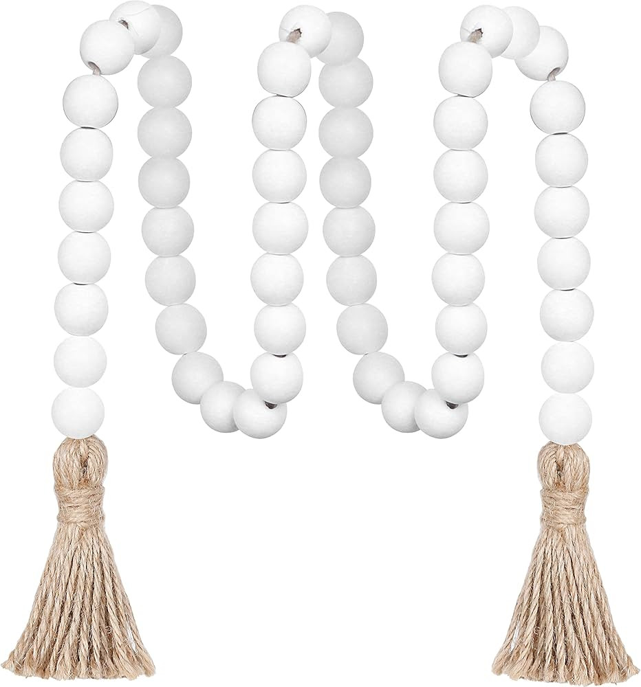 Meplait 39in Wood Bead Garland Farmhouse with Tassels,Versatile Prayer Beads Boho Chic Wall Hangi... | Amazon (US)