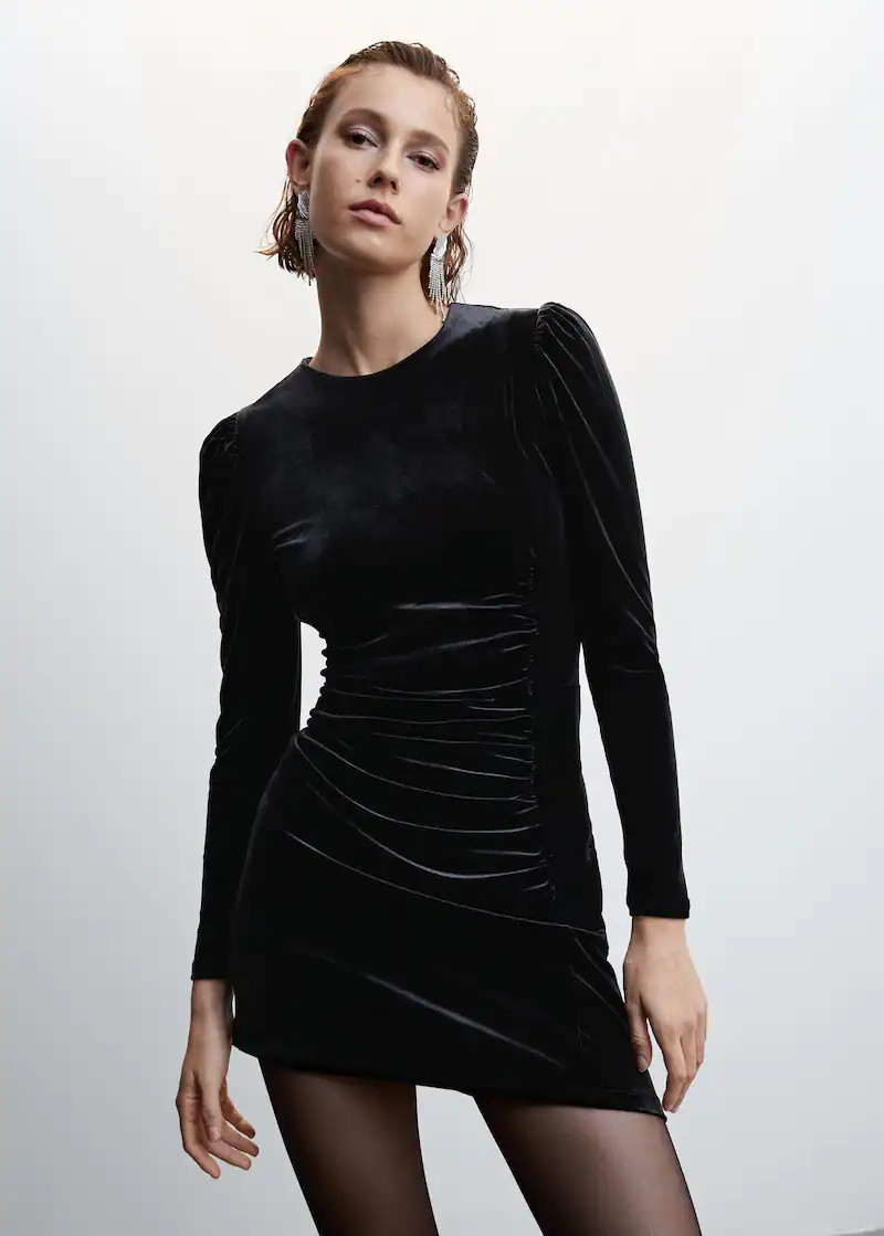 Ruched velvet dress | MANGO (US)