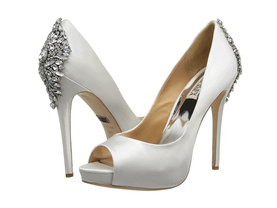 Badgley Mischka Kiara High Women's Heels White Satin : 8.5 M, Leather | Zappos