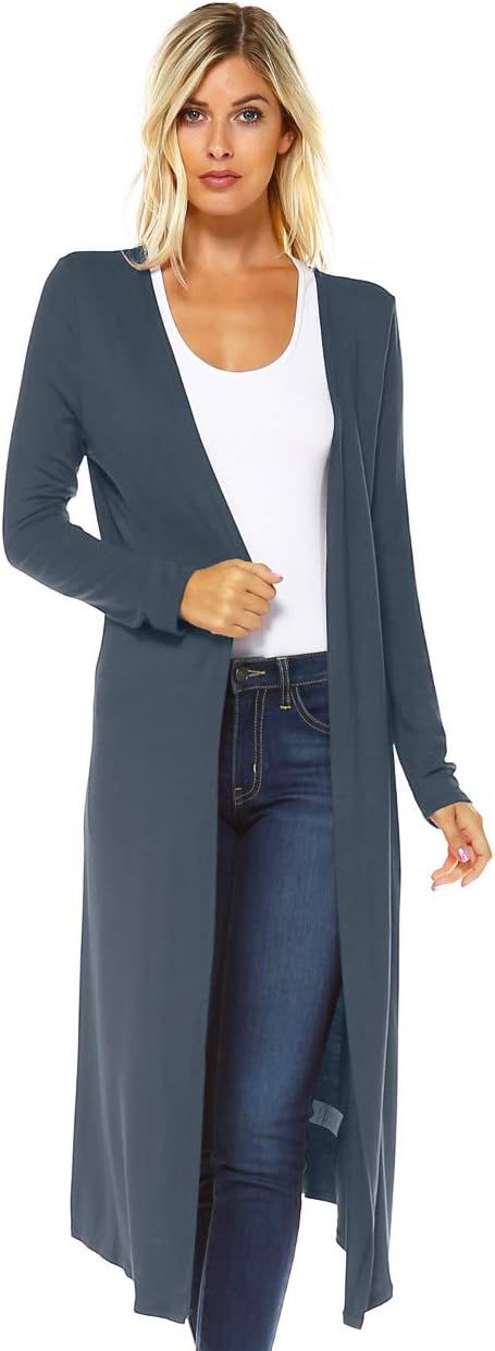 Issac Liev Isaac Liev Trendy Extra Long Duster Soft Lightweight Cardigan - Made in The USA | Amazon (US)