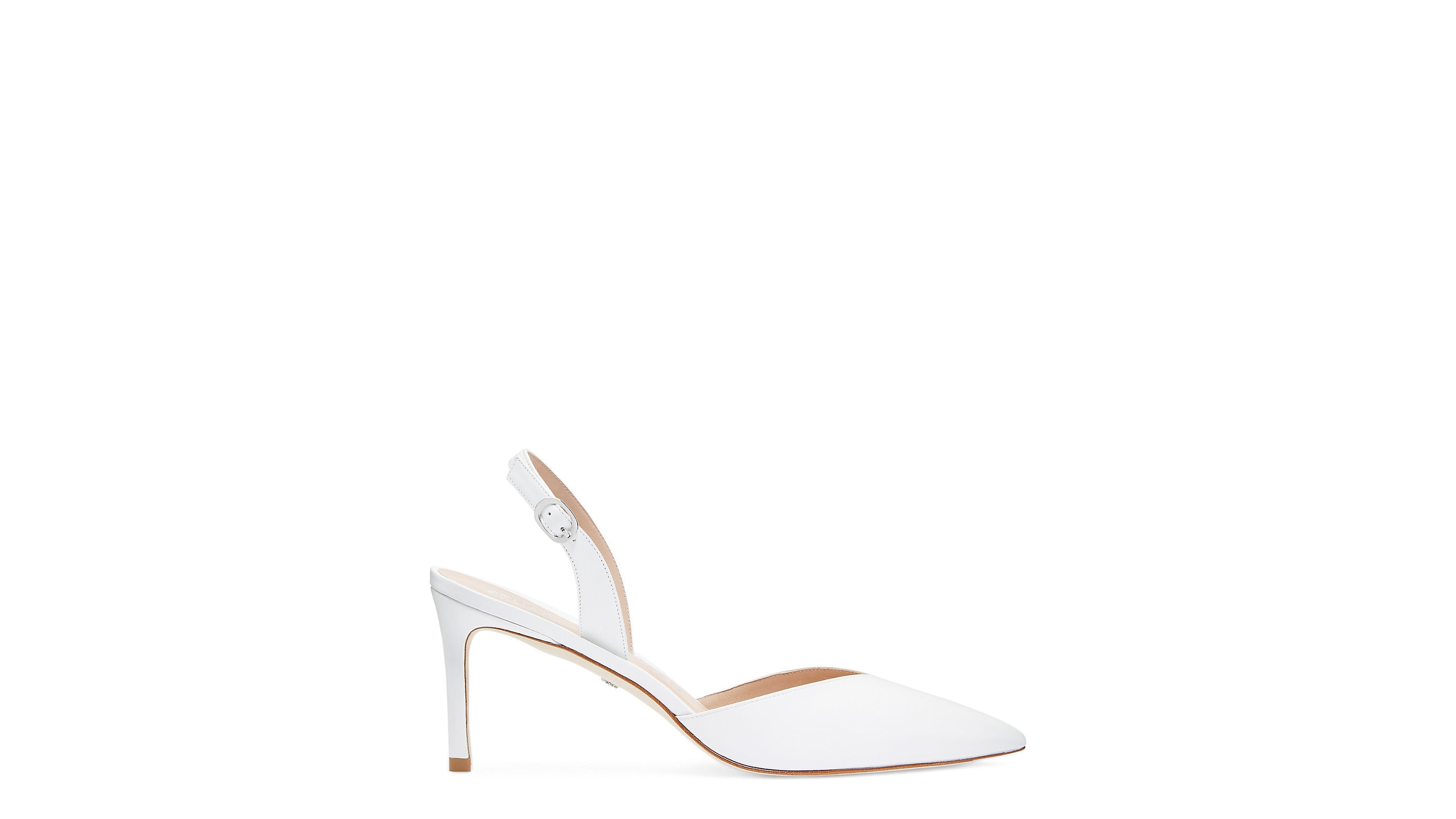 Stuart Weitzman Julia 75 Slingback Pump, White Leather Medium | Stuart Weitzman (CA)