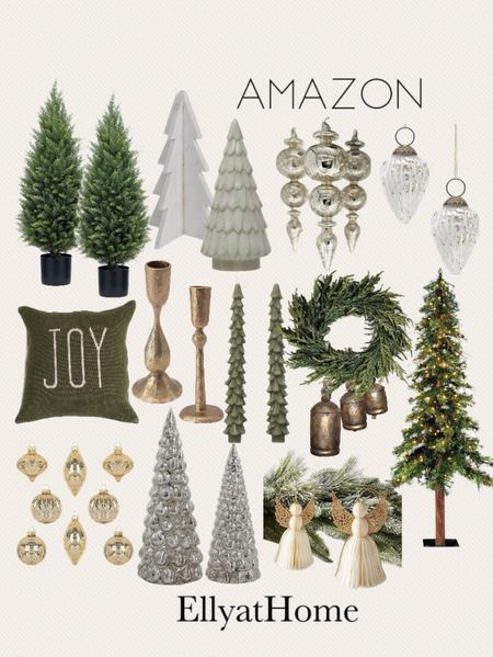 Amazon home holiday, Christmas finds. Shop Christmas trees, marble, glass mercury decorative trees, glass ornaments, greenery wreath, vintage bells, candle holders, tree candles, throw pillow. Shop favorites early. Holiday home decor accessories. Some items on early Prime sale. 

#LTKHoliday #LTKsalealert #LTKhome
