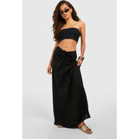 Womens Ruched Detail Midi Skirt - Black - 6 | boohoo (US & Canada)
