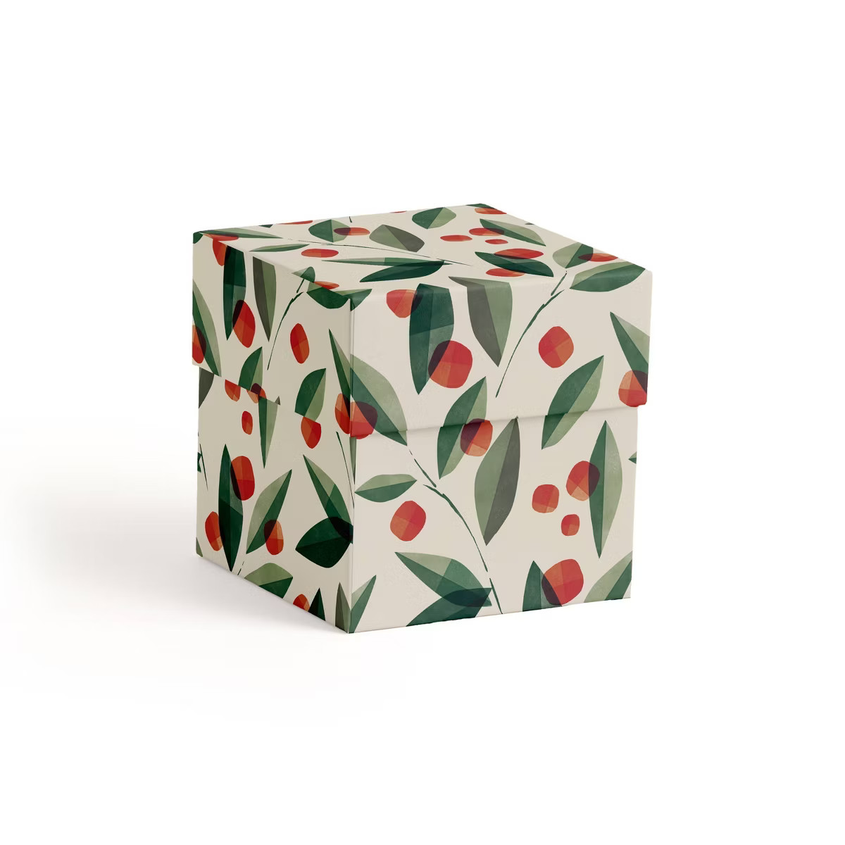 Minted 5"x5" Holly and Berries Small Gift Box Red/Green/Cream | Target