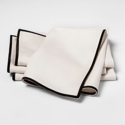 4pc Velvet Trim Napkin Cream/Black - Threshold™ | Target