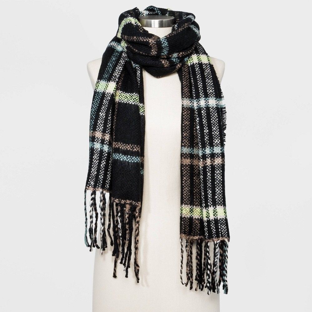 Women's Plaid Scarf - A New Day Black | Target