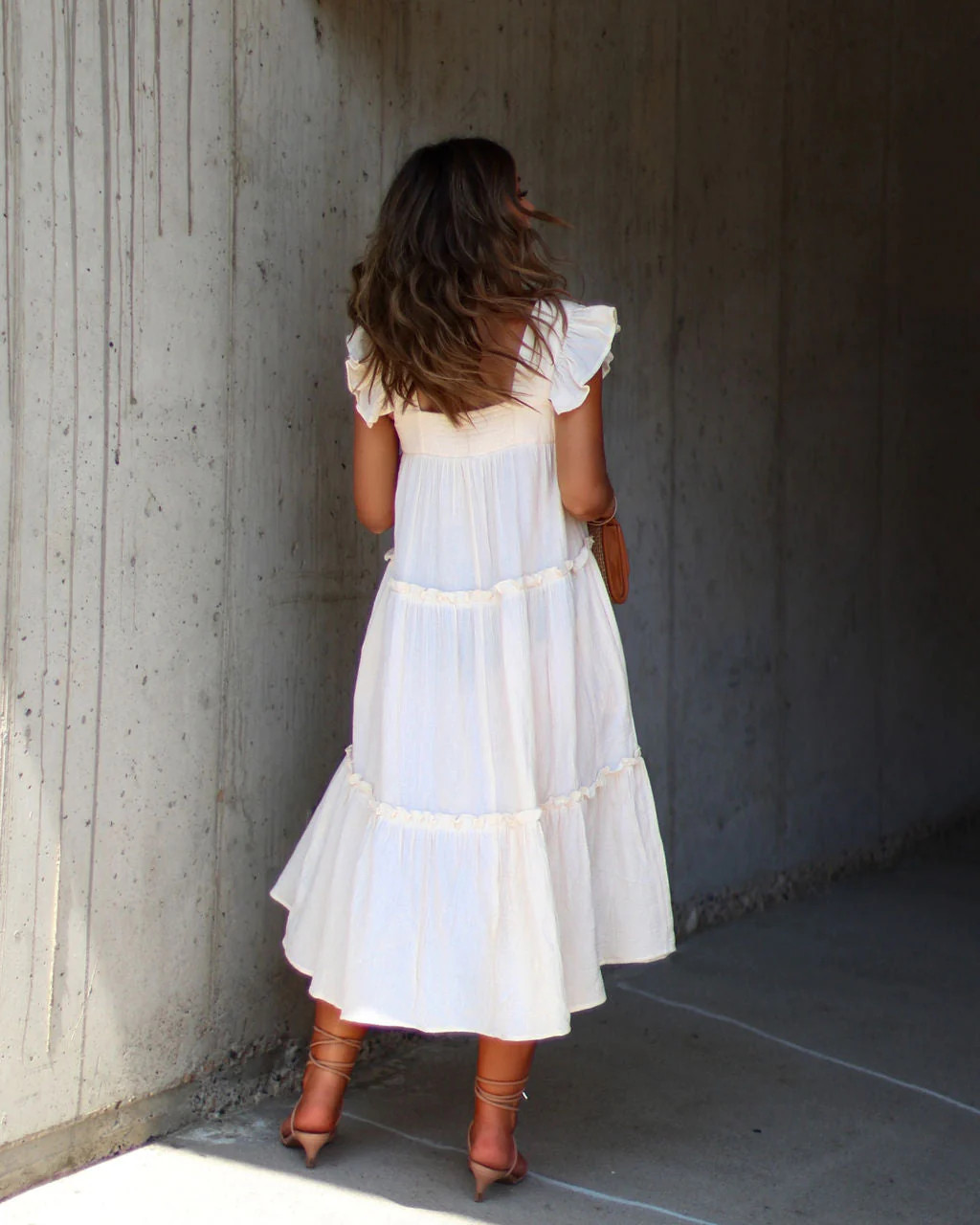 Mavien Ruffle Tiered Midi Dress | VICI