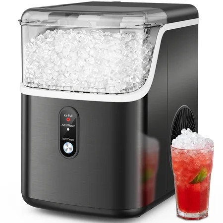 Snowyermine Nugget Ice Maker Countertop, 35 lbs per Day, Soft, Chewable Sonic-Style Pebble Ice, One-Touch Self-Cleaning, Stainless Steel, Black, for Home, Kitchen, Office, RV and Camping | Walmart (US)