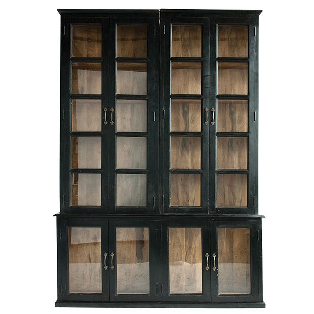 2 Piece Glass Door Display Cabinet | SHIPS FREE | Antique Farm House