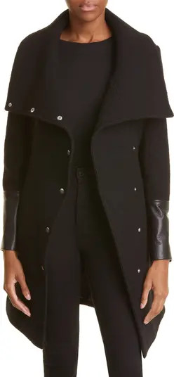 Halli Belted Wool & Leather Coat | Nordstrom