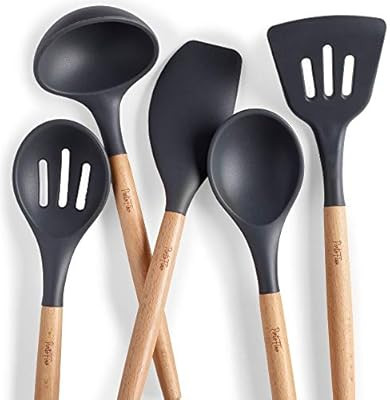PortoFino 5 Pc. Kitchen Utensil Set/Premium Natural Beech Wood & Silicone/Home Cooking Utensils/W... | Amazon (US)