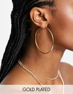 ASOS DESIGN 14k gold plated 60mm hinge hoop earring | ASOS (Global)