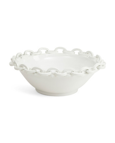 Handmade In Italy 16.5x5in Chain Edge Ceramic Bowl | TJ Maxx