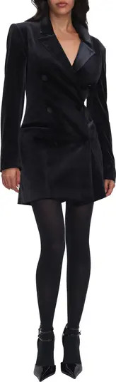 Good American Executive Long Sleeve Velvet Blazer Dress | Nordstrom | Nordstrom